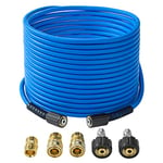 FIXFANS Pressure Washer Hose – 1/4" X 50 FT High Power Washer Extension Hose – Kink & Wear Resistant High Pressure Hose for Replacement – Compatible with M22 Fittings – 3600PSI