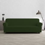 Italian Bed Linen Elastic Sofa Cover “Piu Bello”, 97% Polyester + 3% Elastometer, Dark Green, 3 Places