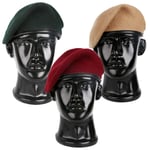 HRS Wool Beret Green Beret Red Beret Cap Hat-Red,L