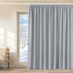 KGORGE Rideaux Grande Largeur - Rideaux Occultant Galon Fronceur Bloquer Lumiere Anti UV, Rideaux Opaque 2 Pièces pour Fenêtres Salon Chambre, Largeur 300 x Hauter 240cm, Gris Clair