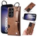 Samsung Galaxy S23 Ultra      Hand Strap PU Card Case    Brown