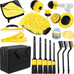 Vuszr - Kit Nettoyage Voiture - Kit D'entretien de Voiture 20 Pièces pour L'intérieur et L'extérieur - Kit Lavage Voiture avec Brosses, Éponges de