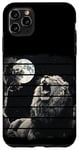 Coque pour iPhone 11 Pro Max Lion safari rétro noir blanc rugissant nuit arbres zoo animal