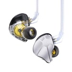 EZ EAR in Ear Monitor CCZ BC04 DD & BA Dynamic Driver Rich Détails Wired HiFiEarphone IEM Deep Bass avec Un câble détachable à 2 Broches pour Le téléphone PC Music Gaming (Argent,sans Micro)