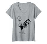 Disney Moana Hei Hei Outline Left Chest V-Neck T-Shirt