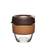 KeepCup Reusable Coffee Cup - Brew Tempered Glass and Natural Cork, S 8oz/227ml - Almond