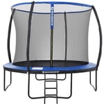 Trampoline extérieur avec Échelle et Filet de Protection - Diamètre 366cm, Noir et Bleu, STR12BK