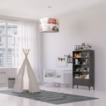 Paco Home - Plafonnier Chambre Enfant Suspension Chambre Bébé Pompier Rue Police E27 Lampe à suspension - Blanc, Design 3 (Ø45,5 cm)