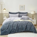 Luofanfei Housse de Couette Hiver 240x260 Chaude Flanelle Toucher Cashmere Polaire Parure de Lit en Velours Bleu Doux avec Fermeture Éclair Linge de Lit 2 Personnes avec 2 Taies d'oreiller 65x65