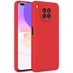 TBOC Coque Compatible avec Huawei Nova 8i - Honor 50 Lite [6.67"] - Étui Rigide [Rouge] Silicone Liquide [Doux] Doublure Intérieure Microfibre [Protège la Caméra] Antidérapant Résistant Rayures