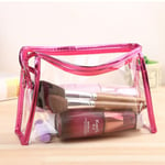 Women Portable Transparent Brushes Toiletry Bag Red