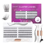 Ocean Pearl Cluster Lashes Kit 120PCS Lashes Individual Cluster 10-16mm DIY Lash Extension Kit Natural Eyelash Clusters Thin Band False Eyelashes Fluffy Lash Clusters Kit with Bond and Seal-DM23