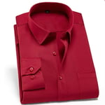 RIQWOUQT Homme Chemise Fleurie Manches Longues,Stretch Anti-Rides Chemise Rouge Homme Chemise À Manches Longues Chemise Homme Slim Fit Social Business Shirt Shirt M-3Xl,L