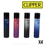 Lot 4 briquets Clipper JET rechargeable CHALUMEAU - JET FLAME METALLIC GRADIENT