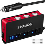 3 Pr S Multipr Allume Cigare + 4 Ports Usb Chargeur De Voiture Qc3.0 Charge Rapide 180w 12v/24v 3.6a Affichage Led Pour Toutes Les Voitures Iphone 12/12pro,Samsung, Smartphone,Gps.[X2301]