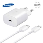 Chargeur Ultra Rapide 25W Adaptateur secteur Original Samsung + Cable USB-C USB-C pour Samsung Galaxy S22 5G 6.1" - Blanc