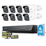 Reolink Kit Vidéo Surveillance avec 4K 8MP 8X Bullet Caméra IP PoE et 16CH 4To NVR, Détection Personne/Véhicule, Vision Nocturne 30m avec Audio