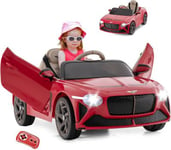 Voiture électrique Enfant 12V Bentley Bacalar avec Télécommande Lumières LED Klaxon Musique Charge 30KG Rouge