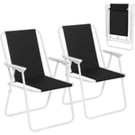 Woltu - Lot de 2 Chaise de Camping Pliante, Chaise Pliable Légère pour l'extérieur, Chaise de Pêche avec Accoudoirs, Noir