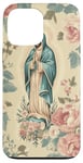 iPhone 13 Pro Max San Judas Tadeo Virgen Mary Floral Religious Case