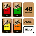 48 X 85g Sheba Luxury Adult Wet Cat Food Pouches Succulent Collection In Jelly
