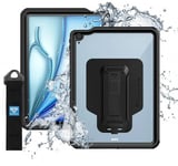 Armor-x Waterproof, Shock & Dust Proof Case With Handstrap & Kickstand Ipad Air 11" (2024) Musta