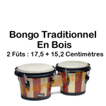 BONGO TRADITIONNEL EN BOIS BICOLORE 2 TONS FUT DE 7.5 + 6.5 POUCES