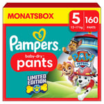 Pampers Baby-Dry Pants Paw Patrol, størrelse 5 Junior 12-17 kg, månedsboks (1 x 160 bleier)