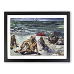 The Beaches Of Forte Del Marmi By Lovis Corinth Classic Painting Framed Wall Art Print, Ready to Hang Picture for Living Room Bedroom Home Office Décor, Black A2 (64 x 46 cm)