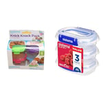 Sistema Knick Knack Pack TO GO Small Food Containers | Stackable Storage Containers with Lids | 62 m & KLIP IT PLUS Food Storage Containers | 180ml Rectangle | Leak-Proof, Stackable & Airtight