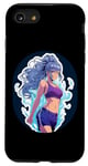 Coque pour iPhone SE (2020) / 7 / 8 Fille de style anime et manga aux cheveux bleus en tenue de sport