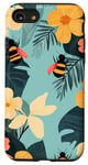 Coque pour iPhone SE (2020) / 7 / 8 Bleu Art Déco Tropical Vintage Abeille Floral Motif