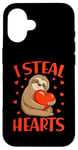 Coque pour iPhone 16 Saint Valentin Paresseux I Steal Hearts Garçons Filles Femmes Love