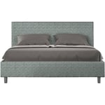 Lit rembourré sans sommier 160x200 Aragon 7 tissu bleu clair Adele