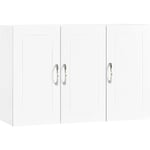 Sobuy - FRG231-L-W Armoire Murale de Salle de Bain, Placard de Rangement, Meuble de Rangement Suspendu, Meuble Haut avec 3 Portes, 90x30x60 cm, Blanc