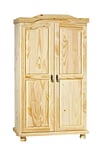 Inter Link – Armoire penderie rustique – Armoire de chambre 2 portes – 1 penderie et 5 niches – Armoire en pin massif – Vernis naturel - L :104 x P :56 x H:180 cm – Genf