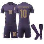 2024 UEFA EM Barnfotbollströja England Nr 10 Bellingham Tröja Away L