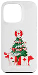 Coque pour iPhone 13 Pro Pull de Noël moche avec drapeau canadien et arbre de Noël