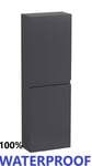 Bathroom Kitchen 100% Waterproof Tall Boy 400mm Dark Grey Gloss Wall Storage 