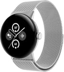 Astorgos Metal Mesh Loop Compatible with Google Pixel Watch 3 41mm Strap/Pixel Watch 2 Strap/Pixel Watch, Stainless Steel Mesh Replacement Band with Magnetic Clasp for Women Men, Silver