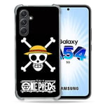 Cokitec Reinforced Tempered Glass Case for Samsung Galaxy A54 5G Manga One Piece Skull Design