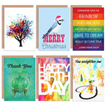 Artery8 Inspirational Rainbow Abstract Wizard of Oz All Occasions Various Assorted Blank Greeting Cards With Envelopes includes Xmas and Birthday Pack of 6