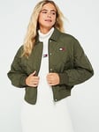 Tommy Jeans Quilted Bomber Jacket - Green, Green, Size Xl = Uk 14, Women