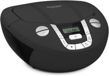 Viola CD-1 - Lecteur CD stéréo Portable, Boombox avec poignée Pratique (Radio CD, Tuner Radio FM, réception Bluetooth, Puissance RMS de 2 x 1 W, Alimentation Secteur et Batterie) Noir