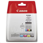 Canon CLI-571 Cartouche C/M/Y/BK Multipack Cyan, Magenta, Jaune, Noire (Multipack plastique)