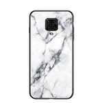 Coque pour Xiaomi Redmi Note 9 Pro Max,Marbre Verre trempé Ultra Fine Silicone Housse Original Étui de Protection en Souple Doux TPU Gel Bumper pour Xiaomi Redmi Note 9 Pro Max (Blanc)