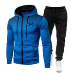 2023 Fashion Träningsoverall För Män Hoodie Fitness Gymkläder Män Löpset Sportkläder Jogger Herr Träningsoverall Vinterdräkt Sport blue an B XXXL