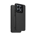 Coque à rabat avec touché peau + dragonne amovible Made For Xiaomi pour Xiaomi 14T Pro Noir