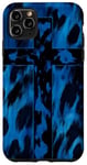 Coque pour iPhone 11 Pro Max Coque de téléphone imprimé animal bleu avec verset religieux croix