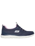 Skechers Opm Recycled Knit Bungee Slip-on W/ Memory Foam - Navy, Navy, Size 3, Women